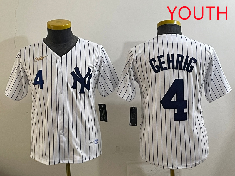 Youth New York Yankees #4 Gehrig White 2025 Nike MLB jersey style 3